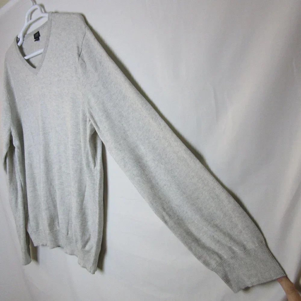 J Crew Sweater Beige Cotton Cashmere V-Neck Business Casual Preppy Cozy Men's XL